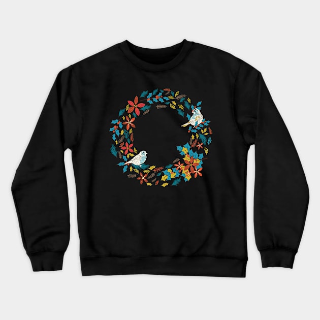 Cute Bird Wreath Crewneck Sweatshirt by SWON Design